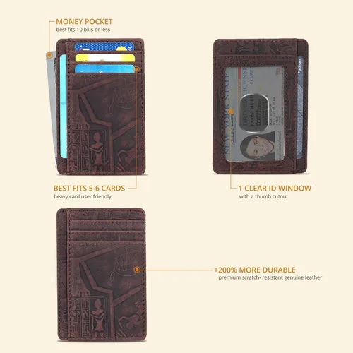 Vista 2 de Oak Leathers Leather Slim Minimalist Wallet for Men & Women RFID Front Pocket Leather Card Holder Wallets