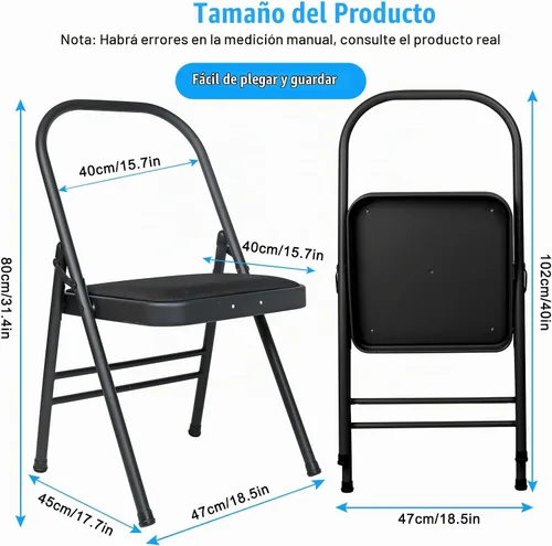 Vista 2 de INNOLIFE Foldable Backless Yoga Chair with Resistance Band for Abs & Core, Flexibility and Strength Training and Back Pain Relieving