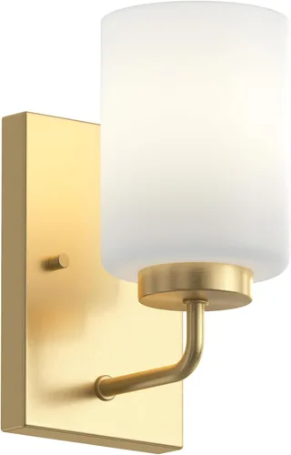 Vista 32 de Progress Lighting Merry Collection - Lámpara de tocador de baño de transición de cristal grabado en níquel cepillado (1 luz)