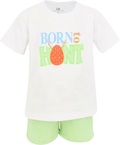 Vista 9 de Unique Baby Boys 2pc Shorts Set Outfit Short Sleeve Shirt with Embroidery Design and Shorts Marrón