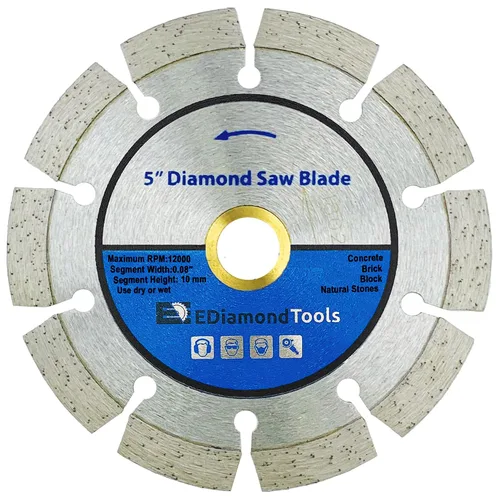 Vista 24 de Hoja de sierra segmentada de diamante de 4" para hormigón, ladrillo, bloque y mampostería Altura del segmento de 0.394 in, eje de 7/8"-5/8", grano