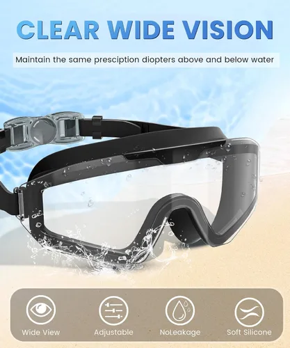Vista 3 de Paquete de 3 gafas de natación de visión amplia, sin fugas, antiniebla, UV, gafas de natación para adultos, hombres, mujeres y jóvenes