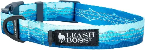 Vista 4 de Leash Boss Collar reflectante ajustable para perro, hebilla de liberación rápida y ribetes e hilos reflectantes para perros pequeños, medianos