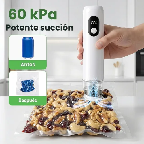 Vista 3 de Sellador al vacío compacto para alimentos - De mano, USB-C, 30 bolsas