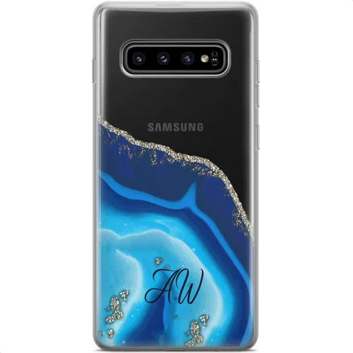 Vista 4 de Mertak Funda compatible con Samsung Galaxy A73 A72 5G A71 A70 A53 A52 A32 A50 A21s cubierta ligera azul flexible diseño silicona TPU monograma