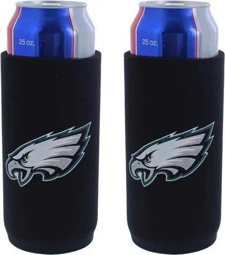 Vista 6 de Football Team Logo Tall Boy 2-Pack Can Holder Coozie Beverage Insulator - Fits 24oz - 25oz Cans (Chicago Logo Shadow (Bears))