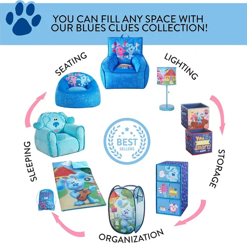 Vista 6 de Idea Nuova Nickelodeon Blue's Clues - Puf de nailon para niños pequeños con ribetes y asa de transporte superior, grande