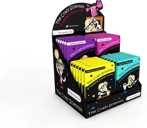 Vista 3 de The Purple Cow - El juego de cartas de trucos científicos locos, fuerzas y energía, kit de experimentos científicos para niños y niñas de 6 años
