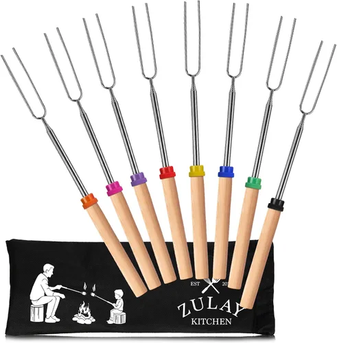 Vista 13 de Zulay - Varillas de malvavisco resistentes para hoguera extra largas – Kit de palos de olor para hoguera – Brochetas para asar malvaviscos – Tenedor