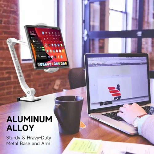 Vista 14 de suptek Soporte de escritorio de aleación de aluminio para teléfono celular, soporte para tableta de 360° y soportes ajustables para iPad, iPhone