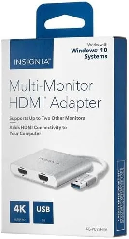 Vista 2 de Insignia USB 3.0 a HDMI dual con adaptador 4K NS-PU32H4A-C
