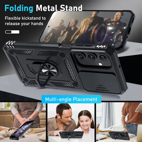Vista 2 de Janmitta Funda compatible con Samsung Galaxy A16 5G/4G con Cubierta Deslizante Integrada para Lente de Cámara + Protector de Pantalla + Soporte