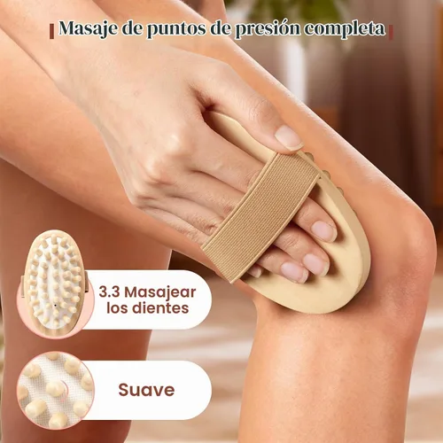 Vista 5 de 2 piezas de cepillo Meridian, herramientas de masaje de terapia de madera Beige
