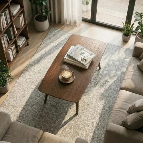 Vista 7 de Mesa auxiliar de madera maciza de 2 niveles para sala de estar (nogal, 31.49 pulgadas) Mid-century modern design with natural wood grain. Safe and