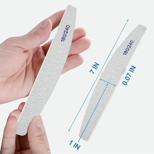 Vista 7 de Limas de uñas (paquete de 12), lima de uñas de madera de grano 180/240, lima de uñas de doble cara de madera Emory para uñas naturales, profesional