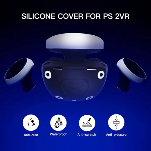 Vista 2 de TATAVR Funda protectora de silicona para casco PS VR2, piel protectora de lente compatible con gafas PS VR 2, fácil de instalar, corte preciso