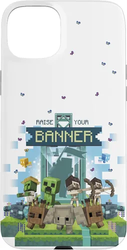 Vista 9 de Minecraft Legends Raise Your Banner Mobs Group Shot - Carcasa para iPhone 17