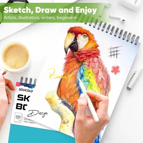 Vista 8 de Soucolor Suministros Escolares Cuaderno de bocetos de 9 x 12 pulgadas para profesor y estudiante de secundaria, paquete de 1 cuaderno de bocetos