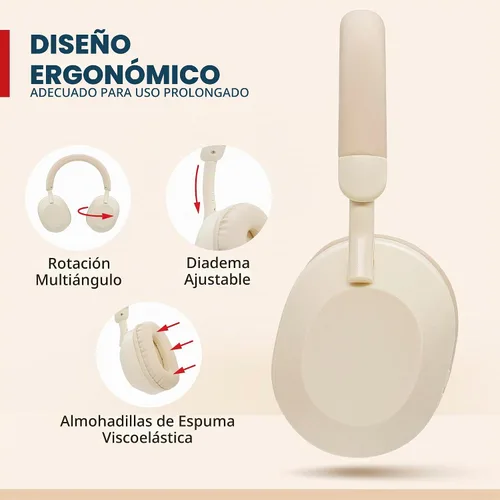 Vista 4 de Gabba Goods Auriculares inalámbricos Bluetooth sobre la oreja: graves profundos, controladores de 1.575 in, micrófono integrado, radio FM, Beige