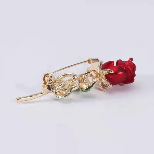 Vista 7 de Broche floral elegante con forma de rosa roja para mujer, accesorio para el día de la madre