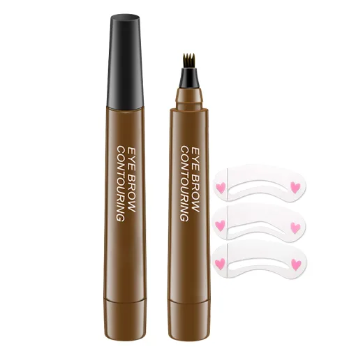 Vista 19 de Lápiz de tinta para cejas de Brow Stylist - Micro lápiz para cejas de 4 puntas con juego de elevación y agarre, con 3 plantillas para cejas