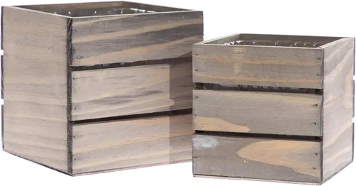 Vista 7 de Macetero de madera con caja de vino estilo l 6 pulgadas cuadrado l blanqueado o rústico con forro de plástico, l centro de mesa de jardín, soporte