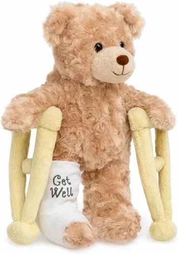 Vista 13 de Jolitee Oso de peluche con brazo roto con brazo izquierdo o derecho, regalo de recuperación de animales de peluche para niños, 10.5 pulgadas