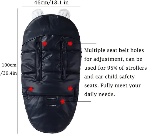 Vista 4 de Saco acolchado para cochecito, funda acogedora para los pies, para bebé, cálida, resistente al viento, impermeable, resistente al frío, lavable