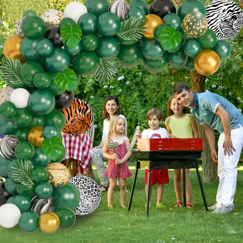 Vista 5 de Amandir Kit de arco de guirnalda de globos de safari de selva de 152 Oro verde