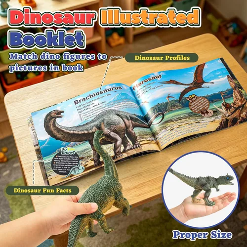 Vista 5 de OENUX Juguetes de dinosaurio para niños de 3 a 5 años, 12 piezas realistas de dinosaurios jurásicos con folleto educativo, dinosaurio de plástico
