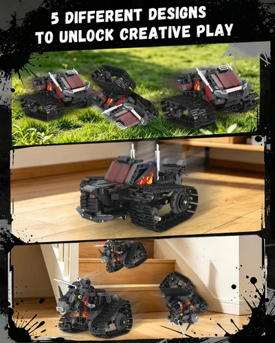 Vista 3 de Kit de construcción de robot STEM 5 en 1, juguetes de robot RC para Negro