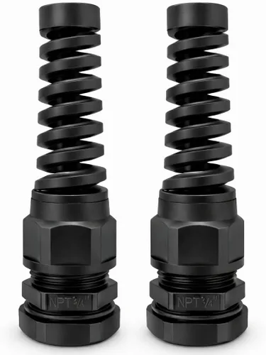 Vista 6 de Prensaestopas flexible NPT de 1/2", alivio de tensión de agarre en espiral para cable de coleta (paquete de 2)