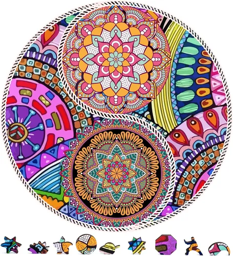 Vista 12 de ZenChalet Rompecabezas de madera de astrología para adultos, rompecabezas de madera con signos del zodiaco de bola de cristal, rompecabezas de arte