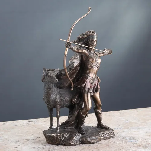 Vista 7 de Veronese Design 12 1/4 pulgadas Artemis Diosa de la caza y el desierto Escultura griega de resina fundida en frío con acabado de bronce
