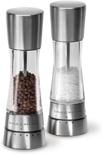 Vista 16 de Cole & Mason H332293 Derwent Black Wood Salt and Pepper Mills, Gourmet Precision+, Ajuste de Molienda, Haya Teñida/Acrílico, 190 mm, Juego