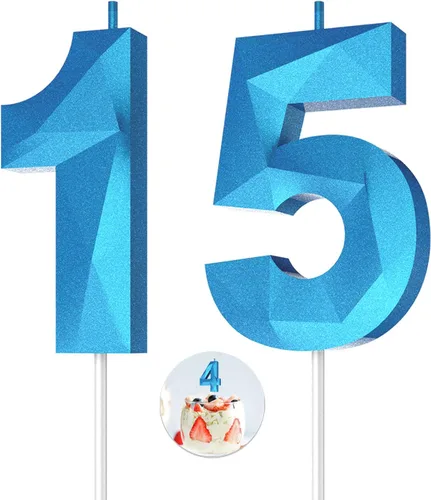 Vista 147 de Velas de cumpleaños con números (0 velas negras), forma de diamante 3D, decoración de pastel de feliz cumpleaños para niños y hombres, cumpleaños