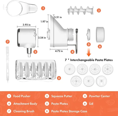 Vista 5 de COFUN Gourmet - Accesorio de prensa de pasta para batidora de pie KitchenAid