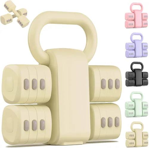 Vista 10 de 2-in-1 Adjustable Dumbbell Set, 4-Level Weights for Women Negro