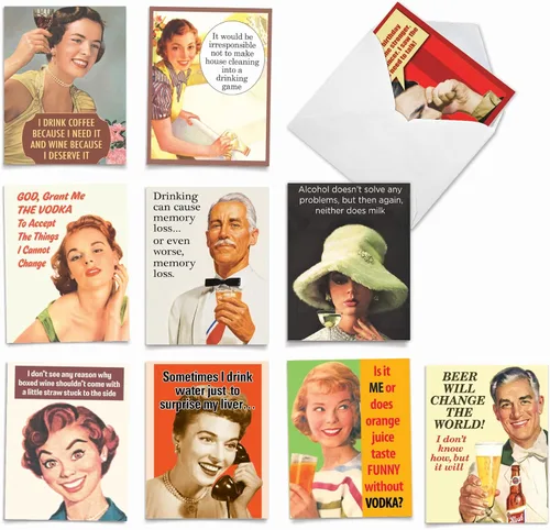 Vista 11 de The Best Card Company - 10 tarjetas de felicitación divertidas en blanco para mujer (4 x 5.12 pulgadas) - Surtido en caja para todas las ocasiones