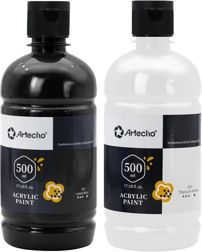 Vista 16 de Artecho Juego de pintura acrílica de 12 colores en envases grandes (500ml/17oz), pintura para manualidades artísticas para suministros de arte
