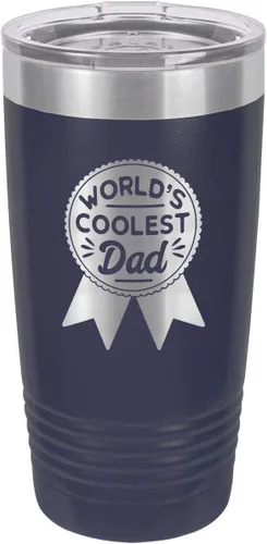 Vista 19 de WORLDS COOLEST DAD RIBBON BLACK Vaso de bebida de 20 oz con pajita Taza de viaje grabada con láser Comparar con Yeti Rambler Idea de regalo
