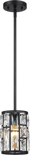 Vista 19 de MEXO Lámpara colgante de cristal moderna de 2 piezas con acabado mate negro, iluminación colgante, candelabro de cristal para sala de estar, cocina