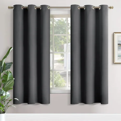 Vista 30 de YoungsTex - Cortinas blackout cortas, aislamiento térmico, ojales, oscurecen la habitación, privacidad, para cámper, sótano, cocina y baño, 2 Gris