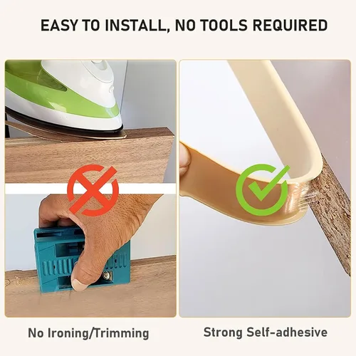 Vista 4 de Bandas de borde en forma de U, borde de goma autoadhesivo de 16.4 pies, ajuste de borde de 0.433-0.472 in, protector flexible de bordes de muebles
