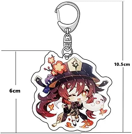 Vista 2 de Genshin Impact Figuras de acrílico llavero en forma de G hebilla accesorios lindo bolso colgante de coche llavero juego fans regalo