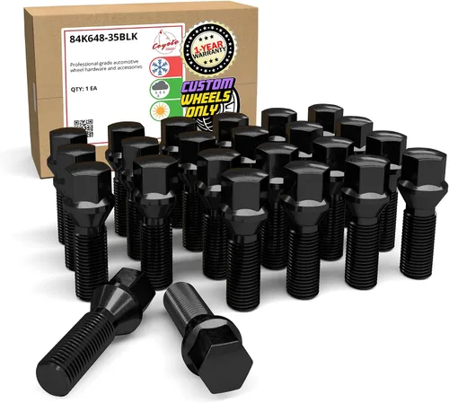 Vista 8 de Tuercas de Accesorios de Rueda Partes 24 Piezas M14 x 1.5 14 x 1.5 Rosca Asiento Bellota Tornillo de Perno Acabado Negro 33mm Longitud de Vástago