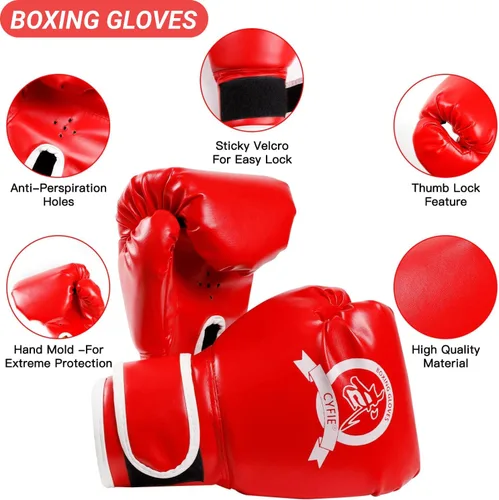 Vista 3 de SEISSO Almohadillas de boxeo para patadas, guantes de boxeo curvos, guantes de boxeo para niños, material de cuero, almohadilla de karate