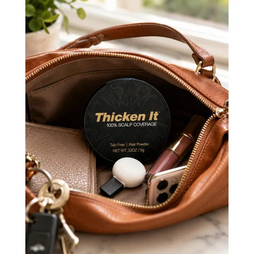 Vista 9 de Thicken It - Polvo para el cabello con cobertura 100% del cuero cabelludo, rojo, sin talco, 0.32 onzas, corrector de pérdida de cabello resistente
