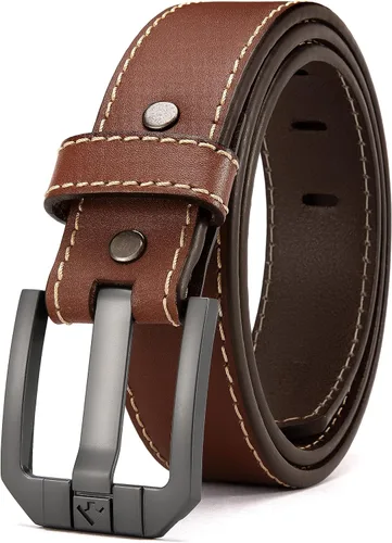 Vista 6 de Cinturón de cuero para pistola para hombre, cinturón resistente de 1.5 pulgadas para trabajo CCW