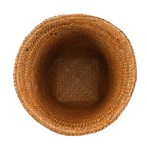 Vista 3 de Diseño de papelera tejida con paja para el hogar, uso versátil, sala de estar, dormitorio, cocina, 1 ud